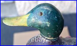 ANTIQUE WOOD DUCK HUNTING DECOY YELLOW BILL with BROWN GLASS EYES 16 HANDMADE