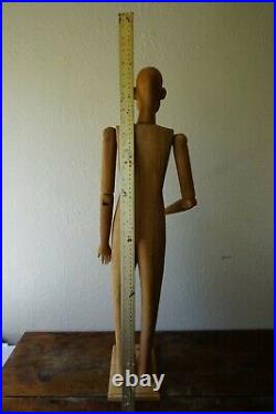 Antique Carved Wood Large Santos Saint 32 tall, glass eyes