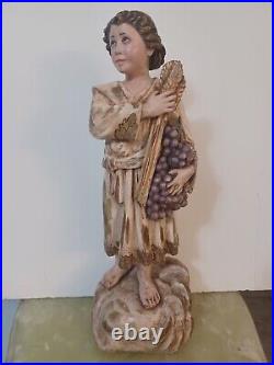 Antique Child Jesús Carved Polychrome Wood, Spanish School Glass Eyes 24'Tall