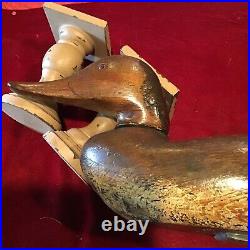 Antique? DUCK DECOY Primitive Hand Carved Wood withRed Glass Eyes