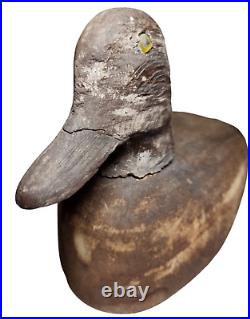 Antique Duck Decoy Wood Glass Eye Game Bird Water Fowl Midwest Rustic Decor