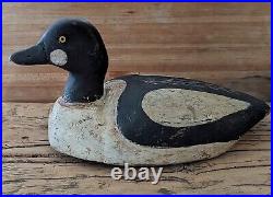 Antique Maine GOLDENEYE Duck Decoy Drake 14 Glass Eyes, Old Neck Repair