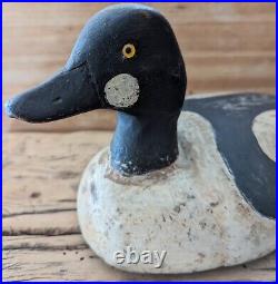 Antique Maine GOLDENEYE Duck Decoy Drake 14 Glass Eyes, Old Neck Repair