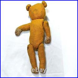 Antique Mohair Teddy Bear Glass Eyes Wood Wool Stuffed Wire Joint Attachment 12