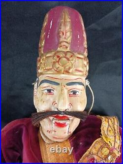 Antique Turkish 24 Carved & Painted Wood with Glass Eyes Marionette Puppet