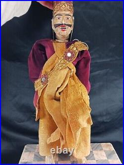Antique Turkish 24 Carved & Painted Wood with Glass Eyes Marionette Puppet