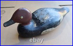 Antique Wood Duck Decoy Glass Eyes Hand Painted Carved Wooden Hunting