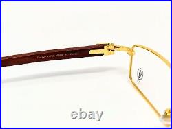 Authentic Designer Cartier Wood Frame Eye Glasses with Gold Trim France
