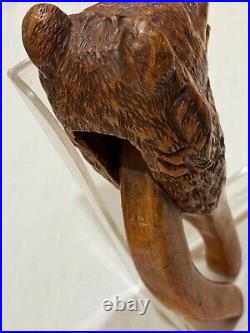Bear Austrian hand carved wooden nutcracker circa 1900 8 1/2 glass eyes