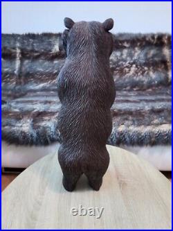 Black Forest Bear Big Grizzly Bear 19th Book Holder Wood Carving Glass Eyes