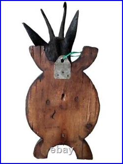 Black Forest Wood Carved Chamois Goat Head Glass Eyes Antique