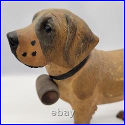 Brienz Antique Carved Wood Saint Bernard Dog with Glass Eyes Inkwell