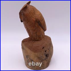 Burl Wood Hand Carved Owl Glass Eyes Signed C F Fears 1986 VNTG 8