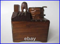 Carved bear glass eyes music box Adirondack style black forest carving