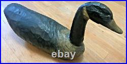 Hand Carved Wood Duck-Glass Eyes-Possibly S. R. Sweet of Claremore-Primitive GB