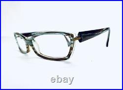 Jean Lafont Green Gold Brown Clear Wood Cat Eye Glasses France A013105 52 16 125