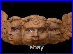 Mexican Wood ANGEL Mask with GLASS EYES, Three Faces Cherub, Cacheton