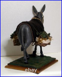 Old Rare Italian Neapolitan Wood Donkey Creche Doll Glass Eyes 15 1/5