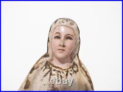 Our Lady of Lourdes Late 19th Century Wood Santo Sculpture Glass Eyes