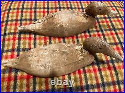 Primitive Antique Carved Wood Duck Decoy withGlass Eyes-Hunting Equip-Matched Pair