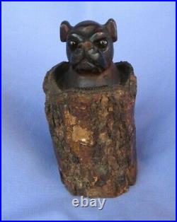 Pug Bulldog Inkwell Black Forest Wood Dog Glass Eyes 5