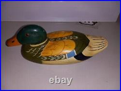 RARE! One Of A KIND, Vintage Wood Duck Decoy, Original Glass Eyes, Hand Painted