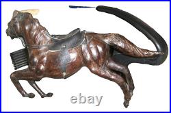 SPECTACULAR CARVED WOOD HORSE with SADDLE, GLASS EYES, 12 INCHES TALL, DETAILED