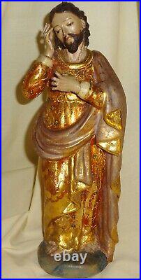 The ULTIMATE 17/18thC GILT WOOD POLYCHROMED figure of CHRIST-GLASS EYES- 10 3/4