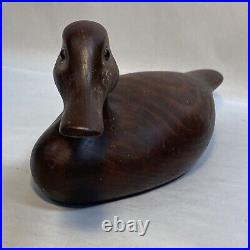VINTAGE SIGNED The Duck Shop Macomb iL. WOOD DUCK DECOY GLASS EYES