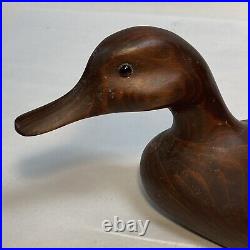 VINTAGE SIGNED The Duck Shop Macomb iL. WOOD DUCK DECOY GLASS EYES