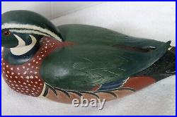 VTG WOOD DUCK MALE Hamrick Glass Eye Decoy 1982 Hand Carved & Painted SIGNED