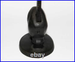 Vintage Antique Bisque Wood Wooden Tail Glass Eye Black Cat Animal Ring Holder