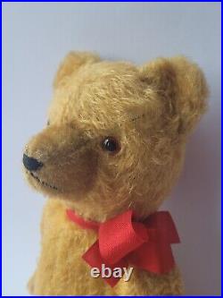 Vintage Antique Golden Mohair Teddy Bear 16in/40cm, Wood Filled, Glass Eyes