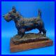 Vintage Artist Signed Wood Carving Of A Scottish Terrier Dog With Glass Eyes