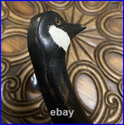 Vintage Hand-carved Wood Duck Goose Decoy Glass Eyes! Rare
