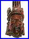 Vintage Heavy Carved Wood Chinese Man Mask Glass Eyes