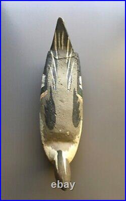 Vintage Pintail Duck Decoy Glass Eyes, Cork Base, Wood Body, Canvas Head