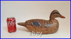 Vintage RW Schaap carved wood mallard duck decoy glass eyes female