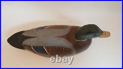 Vintage RW Schaap carved wood mallard duck decoy glass eyes male