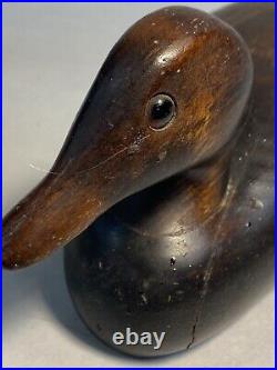 Vintage Signed George Soule Wood Duck Decoy Glass Eyes