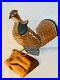 Vintage Wood Carved Ruffed Grouse Bird Decoy Carving, Glass Eyes, Hand Painted