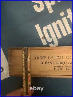 Vintage eye glasses, wood shipping Box, Nyc, ? Optometry, Optometrist, Glasses